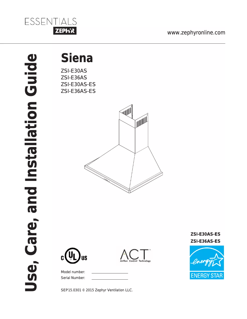 Página 1 del manual Manual de usuario Zephyr ZSIE36ASES