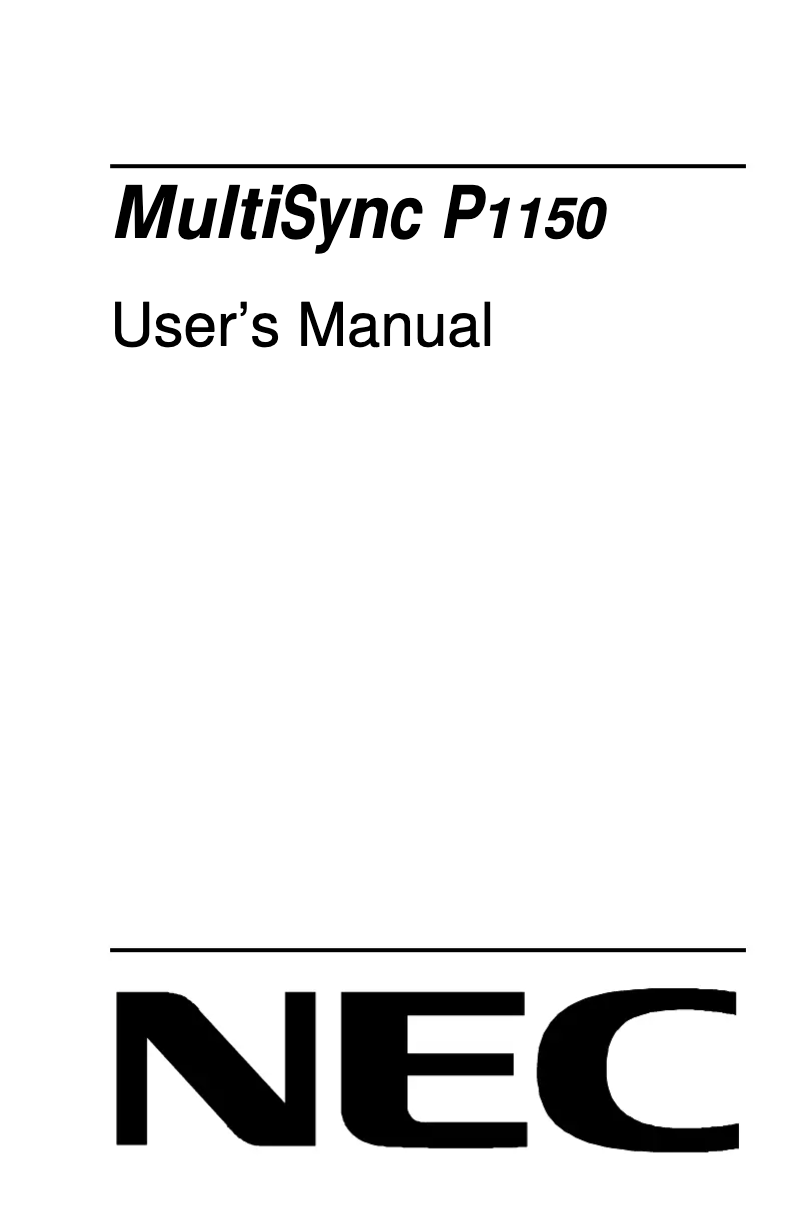 Imagen de la primera página del manual del dispositivo MultiSync P1150