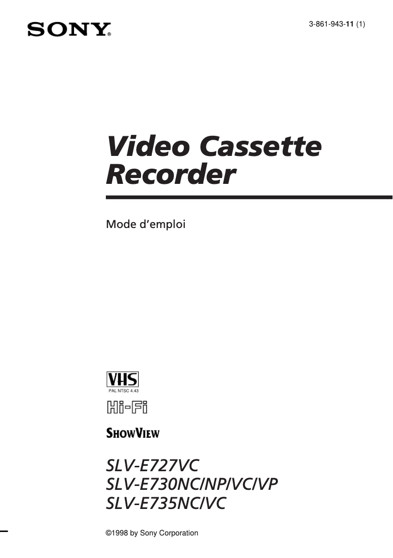 Imagen de la primera página del manual del dispositivo SLV-E730NC