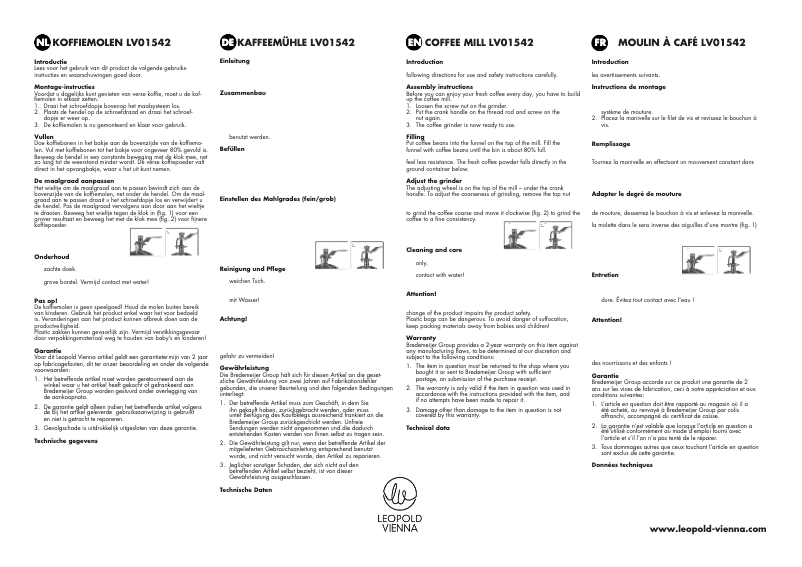 Imagen de la primera página del manual del dispositivo LV01542