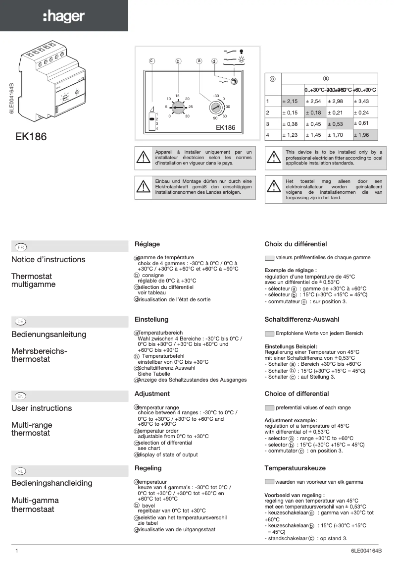 Página 1 del manual Manual de usuario Hager EK186