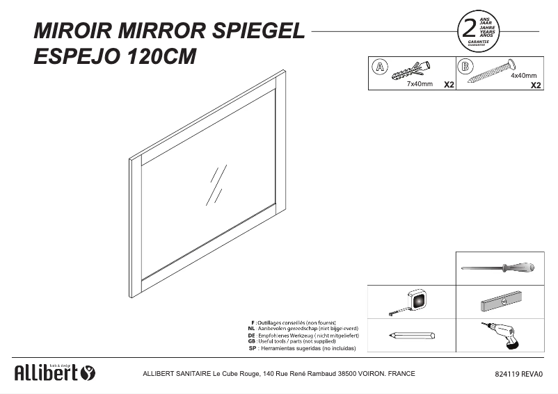 Página 1 del manual Manual de usuario Allibert 824119