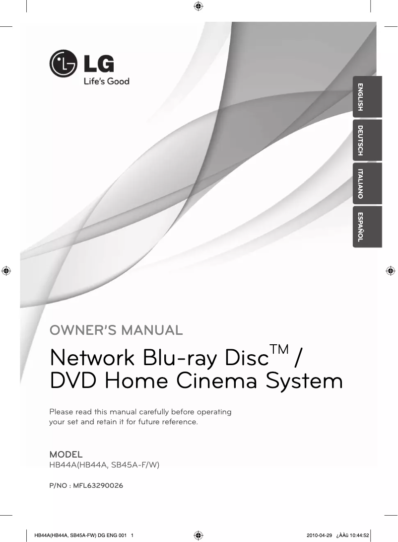 Imagen de la primera página del manual del dispositivo HB44A