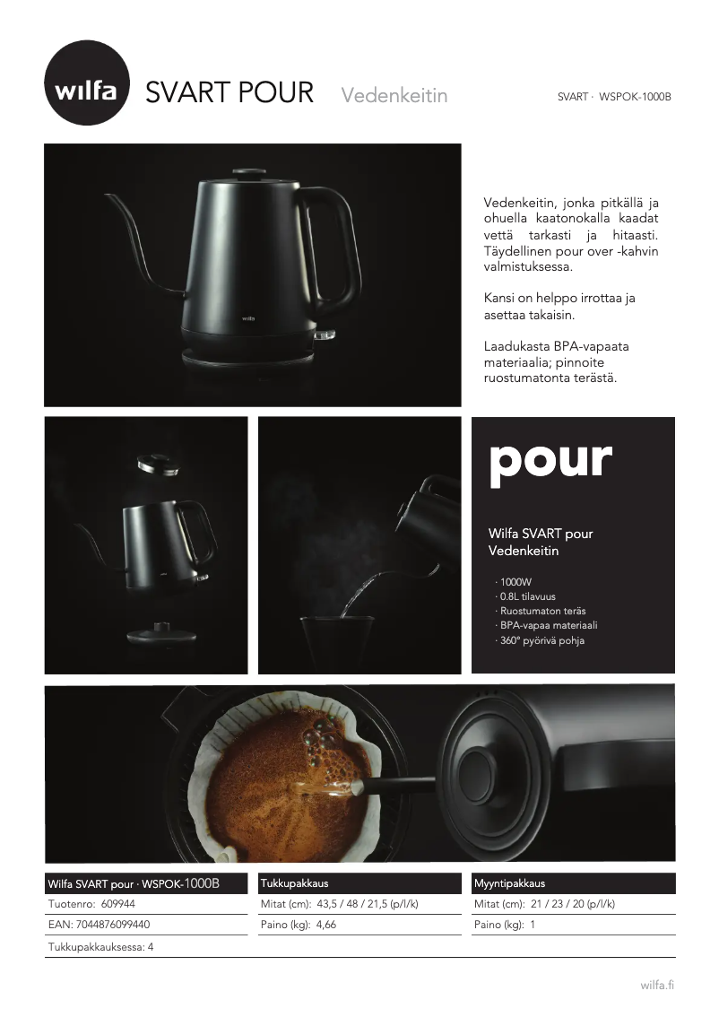 Página 1 del manual Ficha técnica Wilfa SVART pour WSPOK-1000B