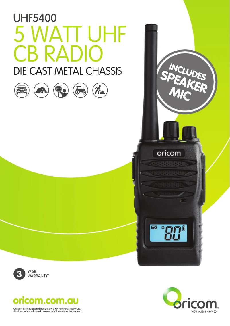 Página 1 del manual Ficha técnica Oricom UHF5400