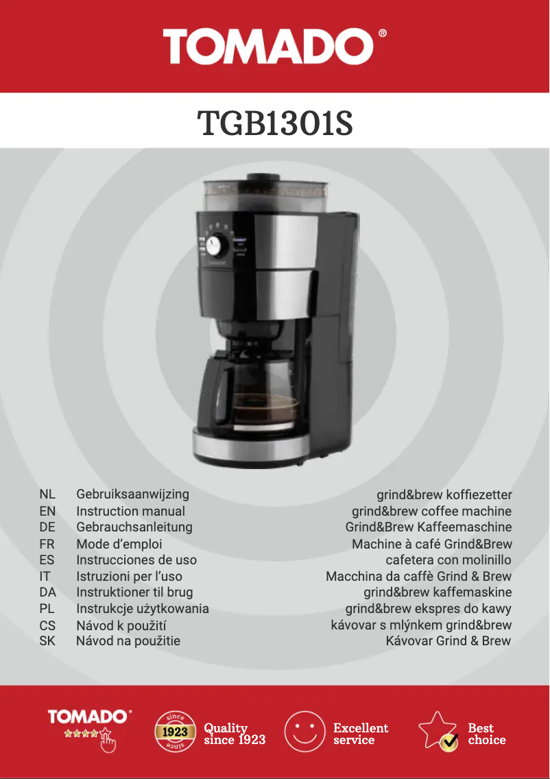 Imagen de la primera página del manual del dispositivo TGB1301S