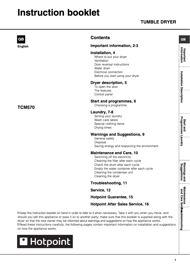 Imagen de la primera página del manual del dispositivo TCM570G