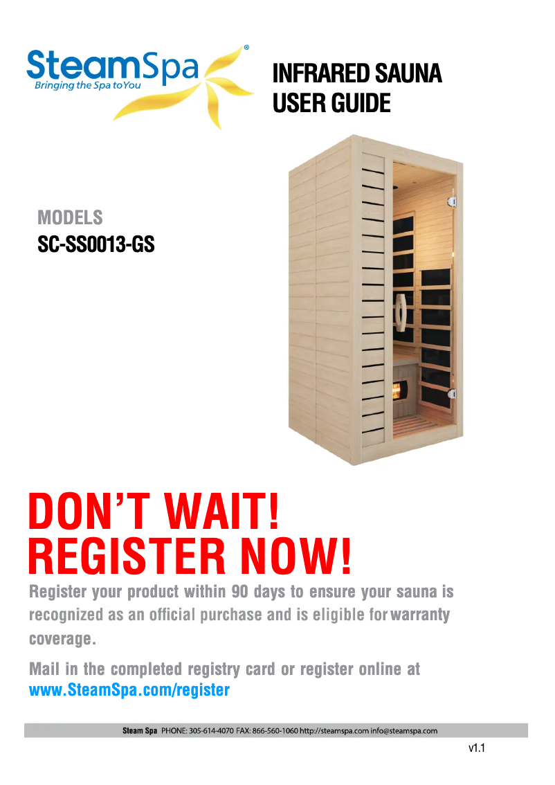 Página nº 1 - Manual de usuario SteamSpa SC-SS0013-GS
