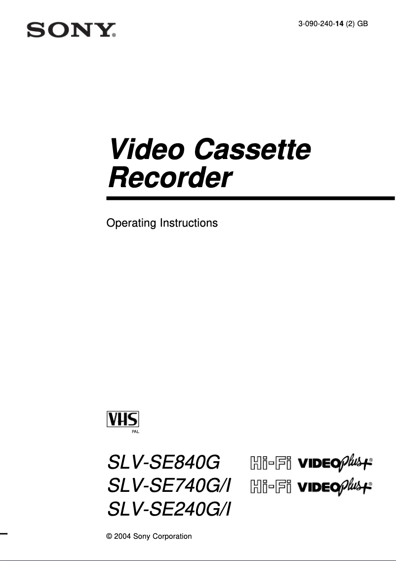 Página 1 del manual Manual de usuario Sony SLV-SE240G