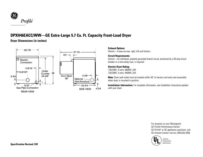 Imagen de la primera página del manual del dispositivo Profile DPXH46EACC