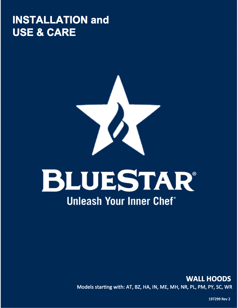 Página 1 del manual Guía de instalación BlueStar BZ048MLPLT