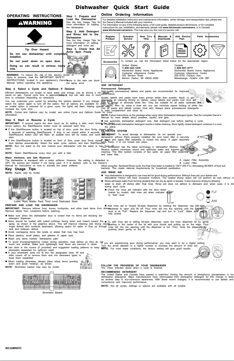 Página 1 del manual Guía de inicio rápido KitchenAid KDTF924PPA