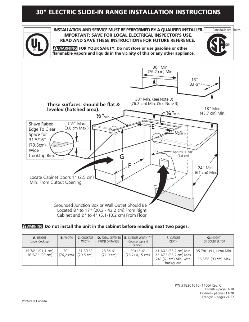 Imagen de la primera página del manual del dispositivo FGES3075KW