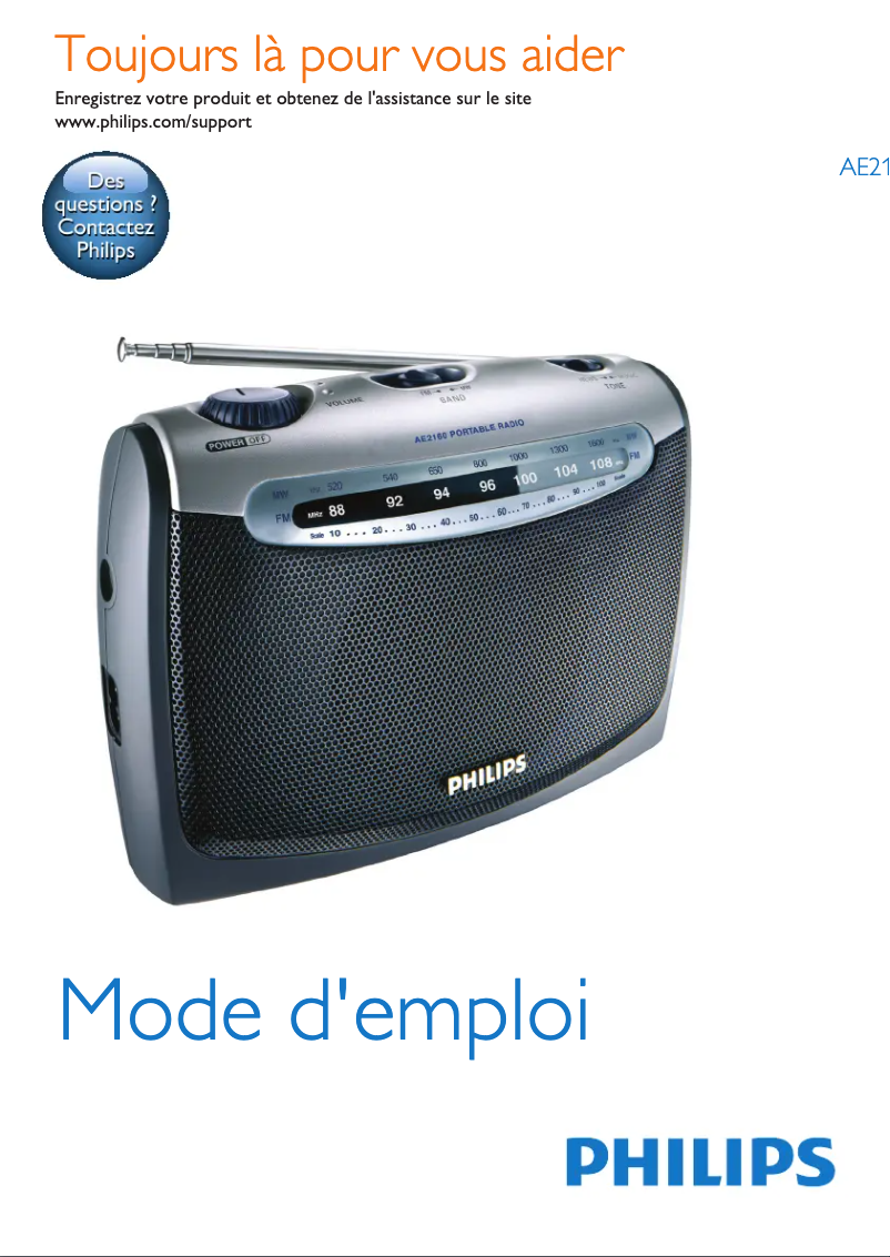 Imagen de la primera página del manual del dispositivo AE2170G/12