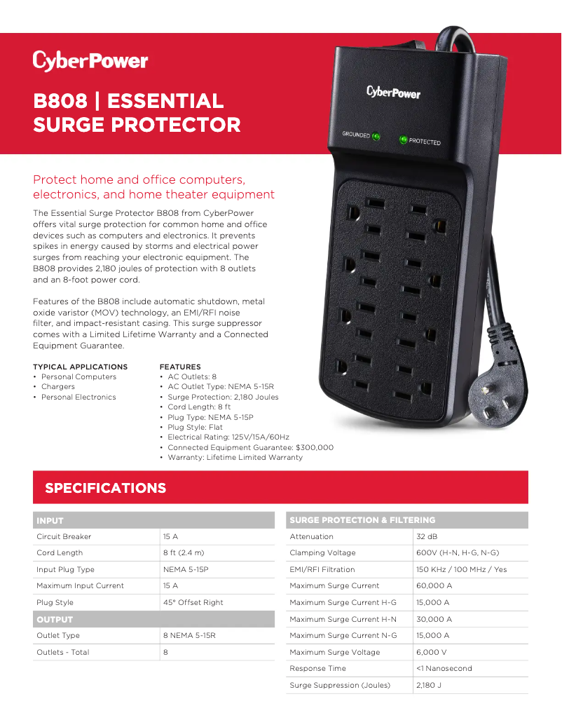 Página 1 del manual Información de garantía CyberPower B808