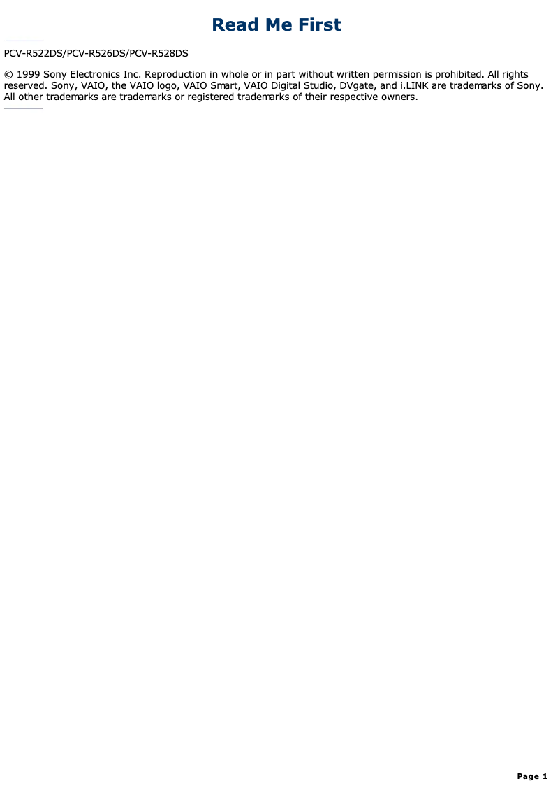 Página nº 1 - Manual de usuario Sony Vaio PCV-R522DS