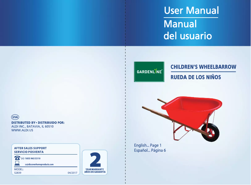 Página 1 del manual Manual de usuario Gardenline Children's Wheelbarrow 52839