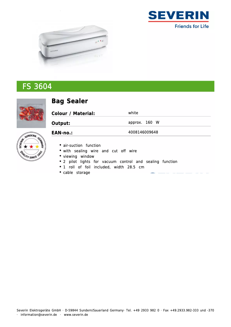 Imagen de la primera página del manual del dispositivo FS 3604