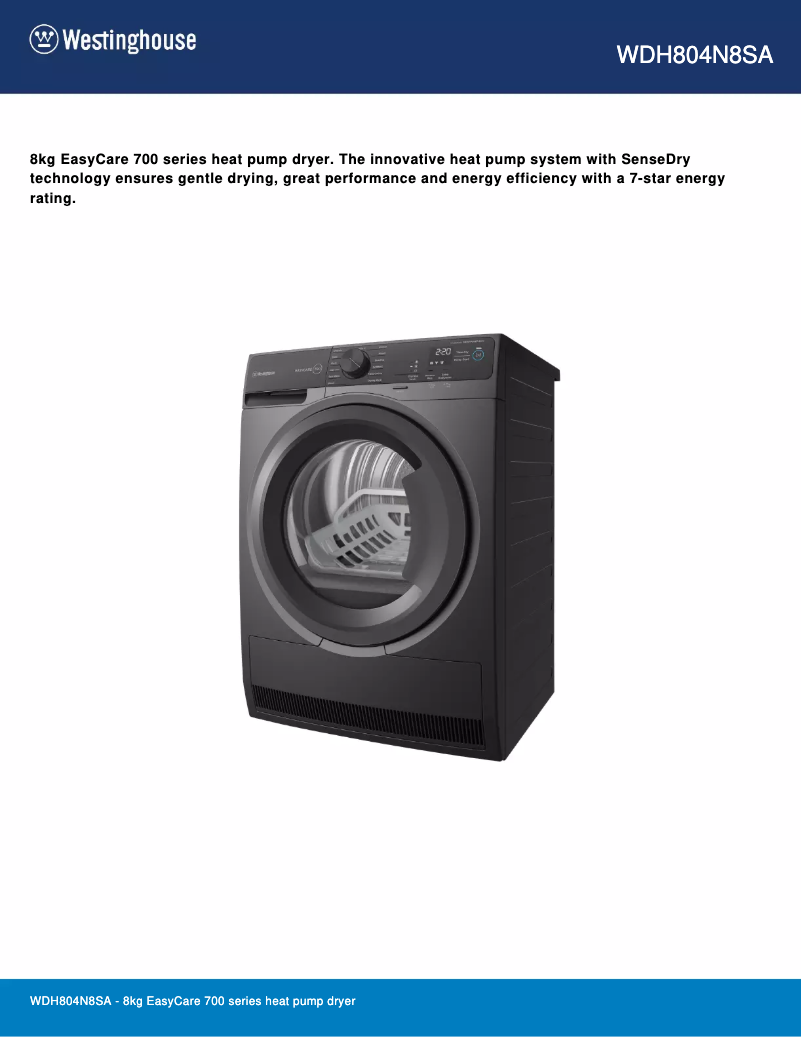 Página nº 1 - Ficha técnica Westinghouse WDH804N8SA