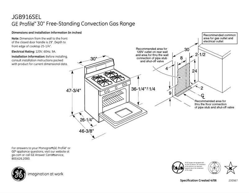 Imagen de la primera página del manual del dispositivo JGB916SELSS