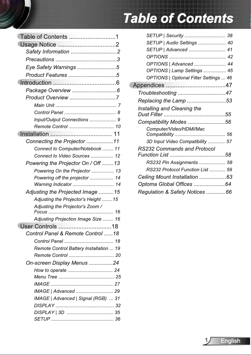 Página nº 1 - Manual de usuario Optoma DS346