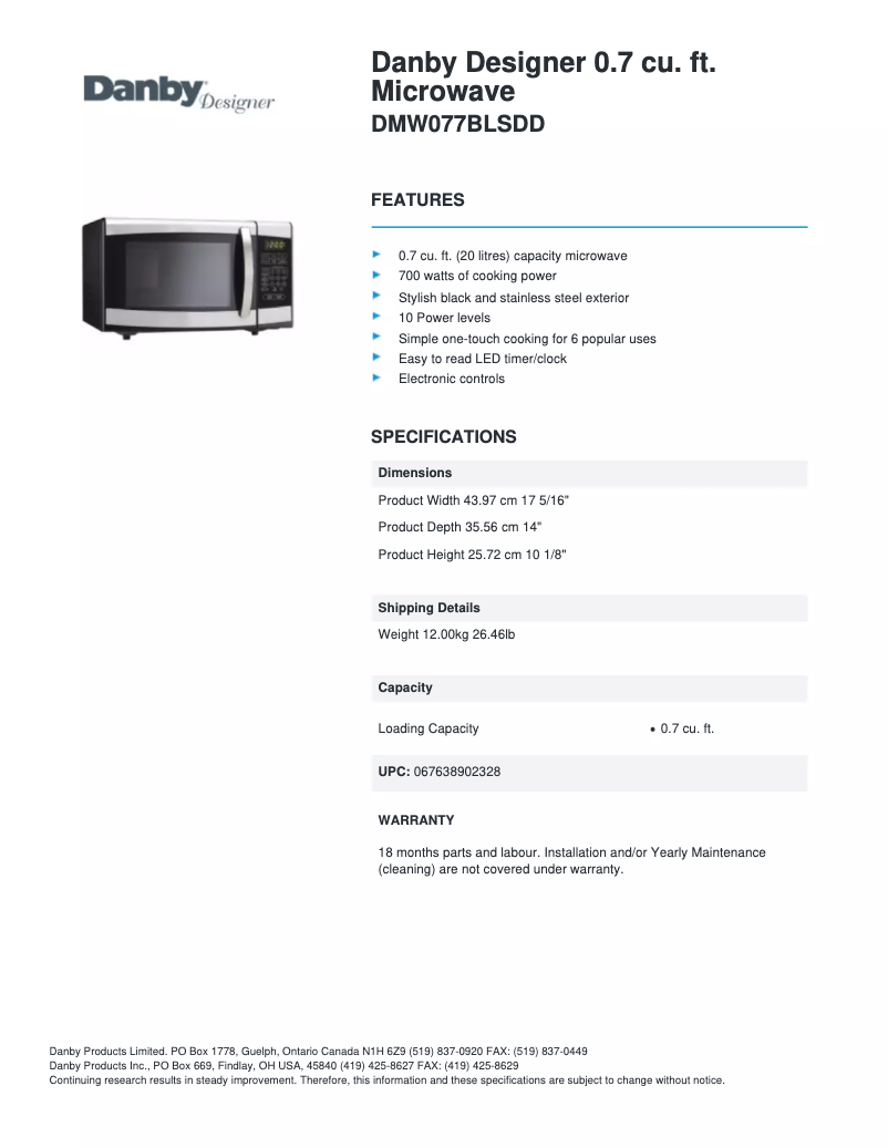 Imagen de la primera página del manual del dispositivo DMW077BLSDD