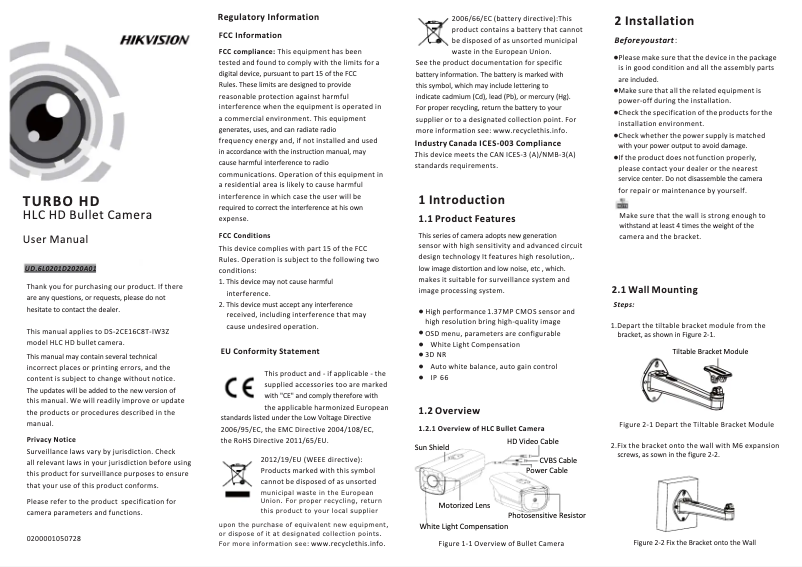 Imagen de la primera página del manual del dispositivo DS-2CE16C8T-IW3Z