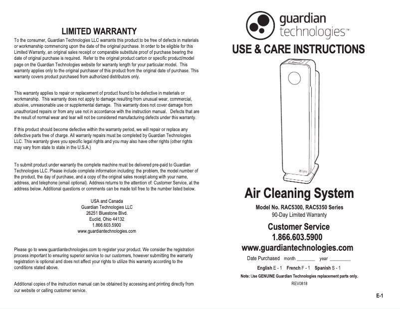 Imagen de la primera página del manual del dispositivo AC5350