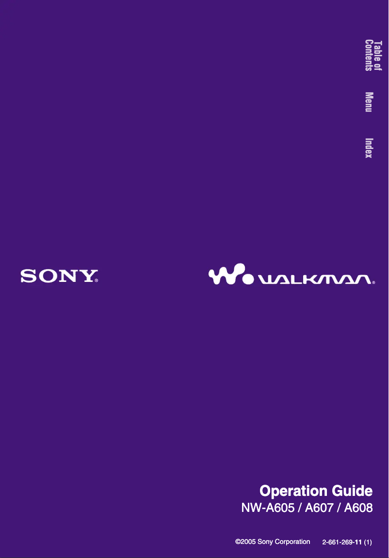 Imagen de la primera página del manual del dispositivo Walkman NW-A607