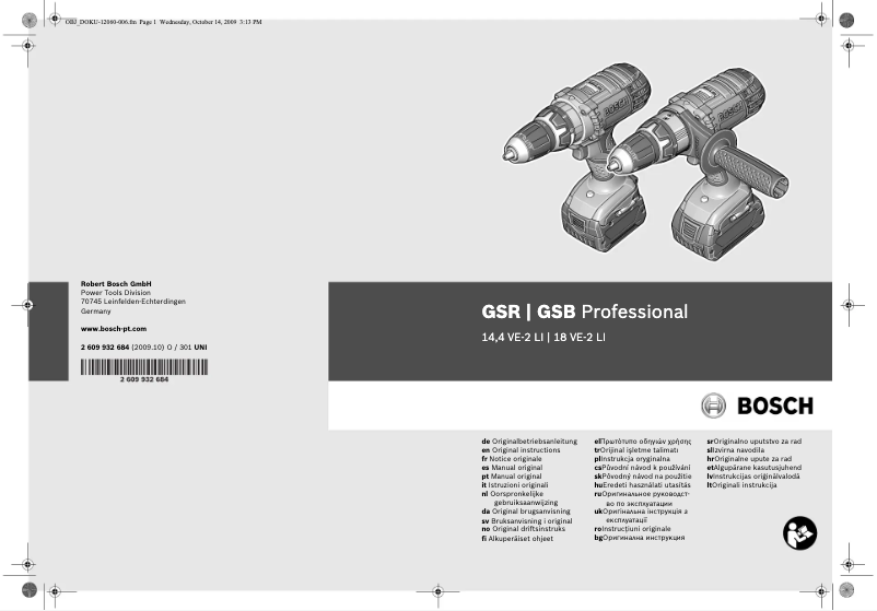 Página nº 1 - Manual de usuario Bosch GDR 14.4 V-LI Professional