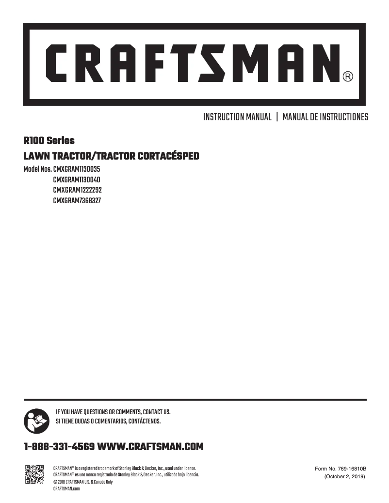 Página 1 del manual Manual de usuario Craftsman CMXGRAM1130035