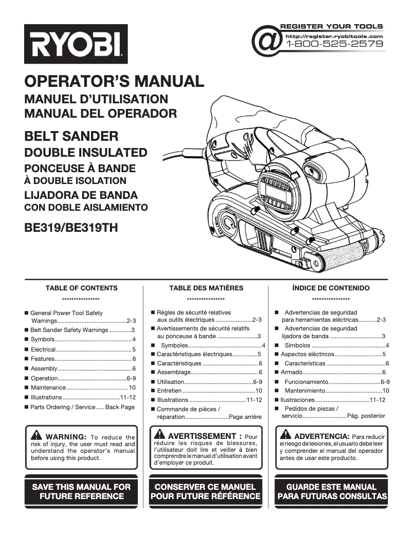 Página 1 del manual Manual de usuario RYOBI BE319