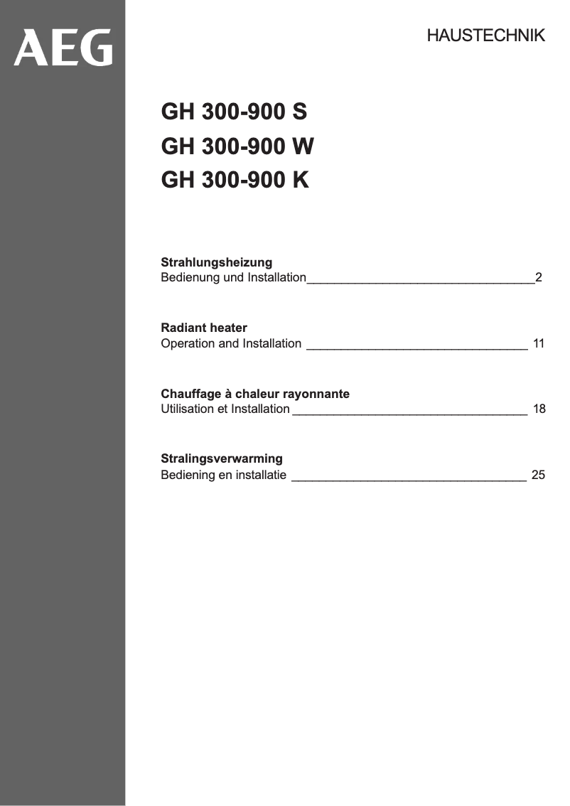 Página 1 del manual Manual de usuario AEG GH 500 W