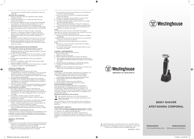 Imagen de la primera página del manual del dispositivo WHMS136