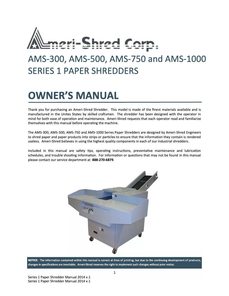 Página 1 del manual Manual de usuario Ameri-Shred AMS-750