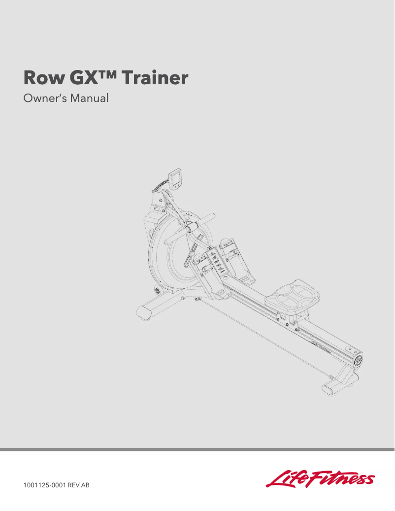 Imagen de la primera página del manual del dispositivo Row GX Trainer