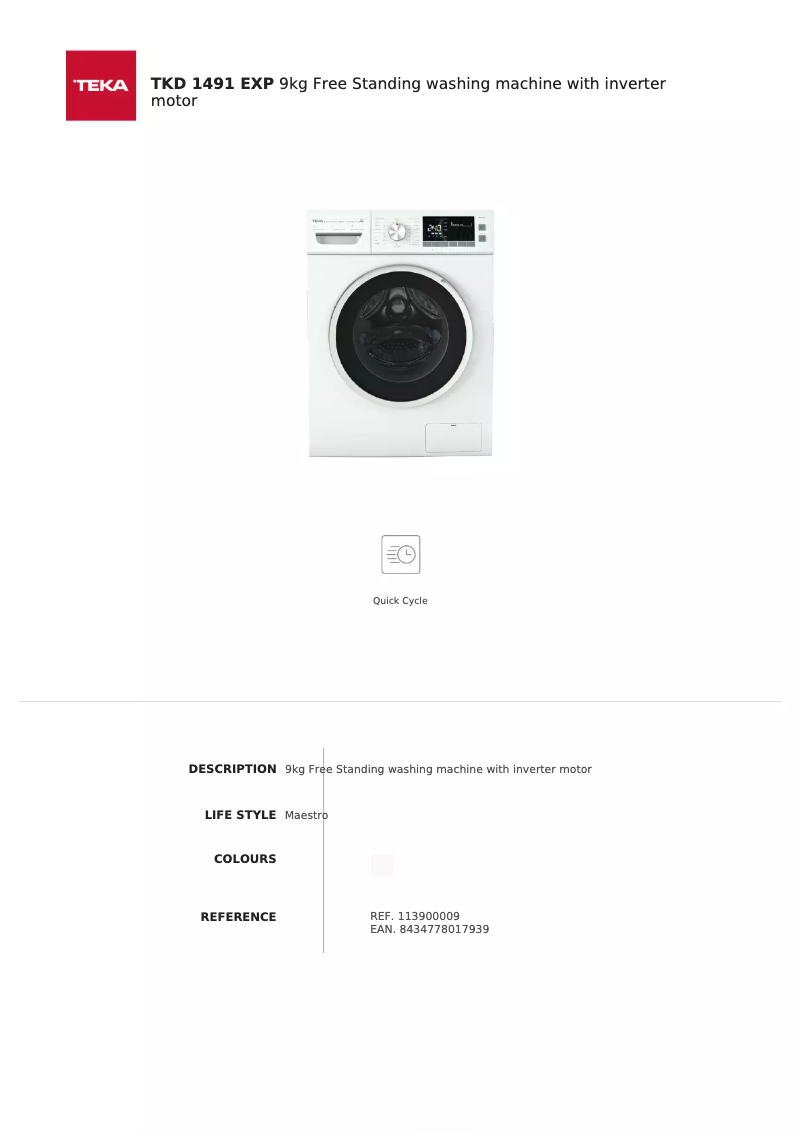 Página 1 del manual Ficha técnica Teka TKD 1491 EXP