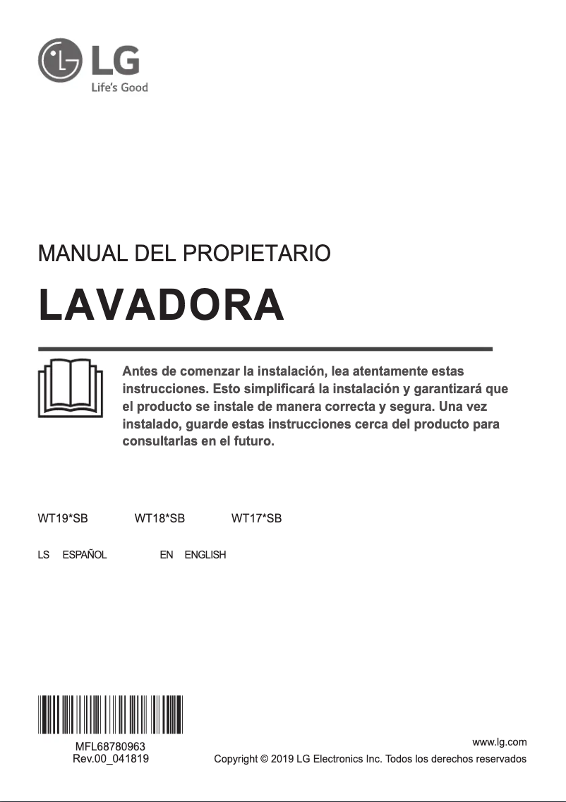 Página 1 del manual Manual de usuario LG WT18WSB