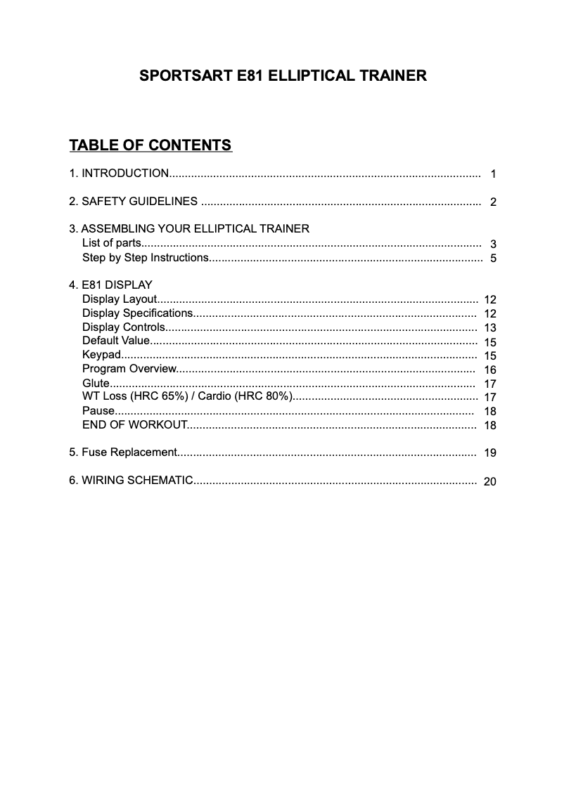 Página nº 1 - Manual de usuario SportsArt E81