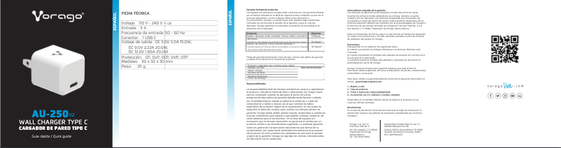 Imagen de la primera página del manual del dispositivo AU-250 V2