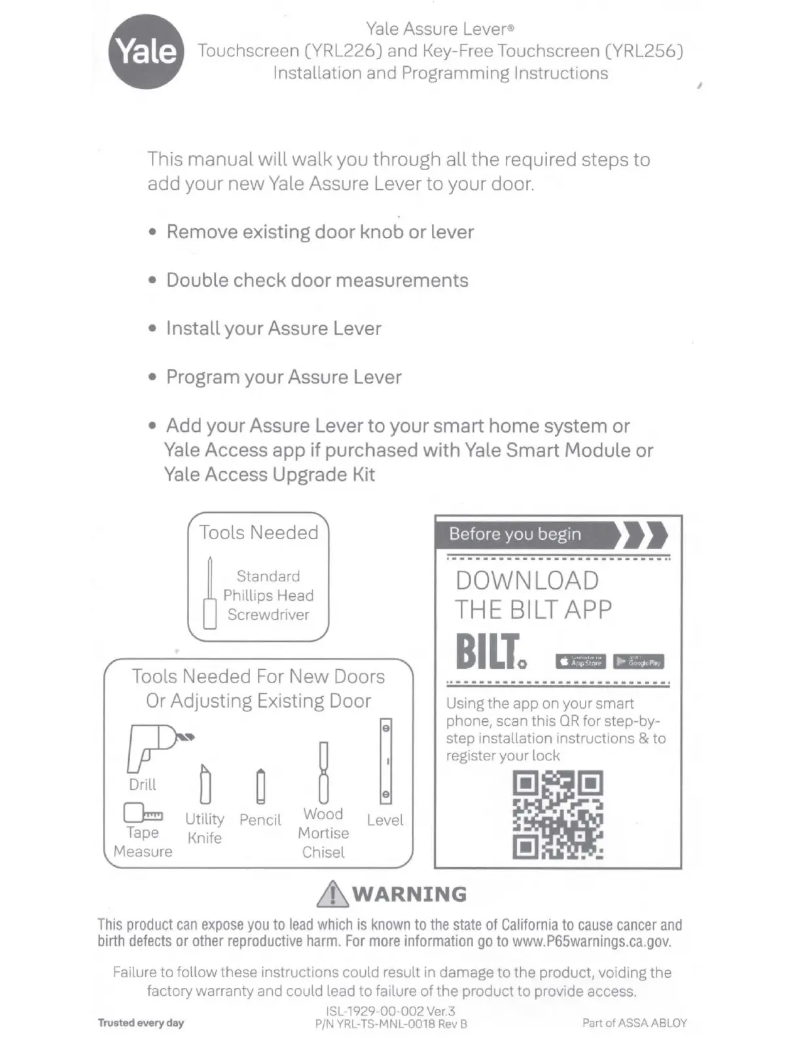 Imagen de la primera página del manual del dispositivo Assure Lever