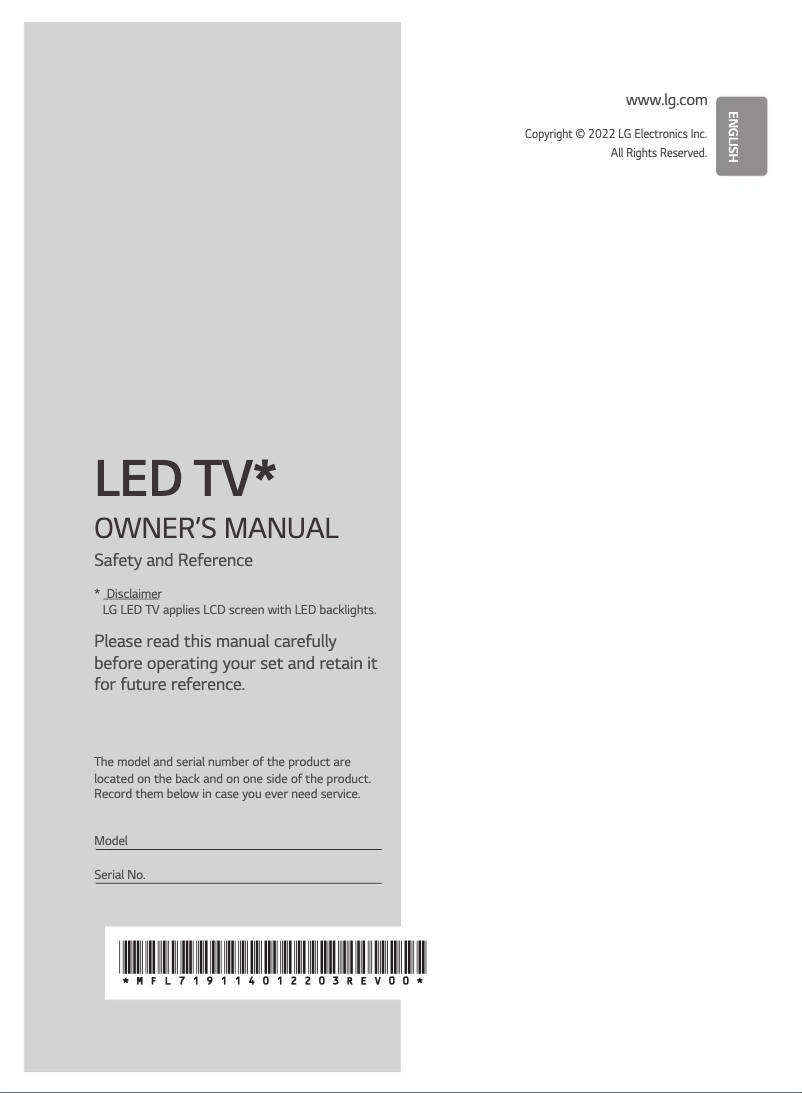 Imagen de la primera página del manual del dispositivo 86UQ901C0SD