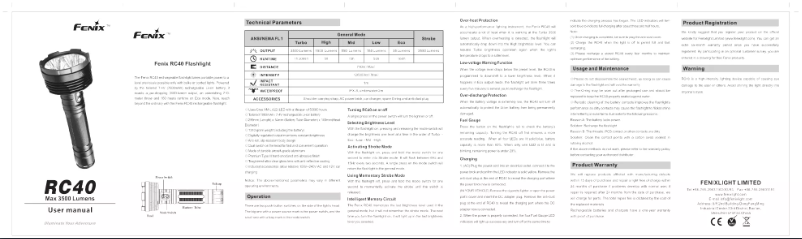 Imagen de la primera página del manual del dispositivo RC40