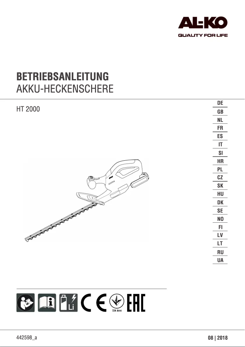 Imagen de la primera página del manual del dispositivo HT 2000