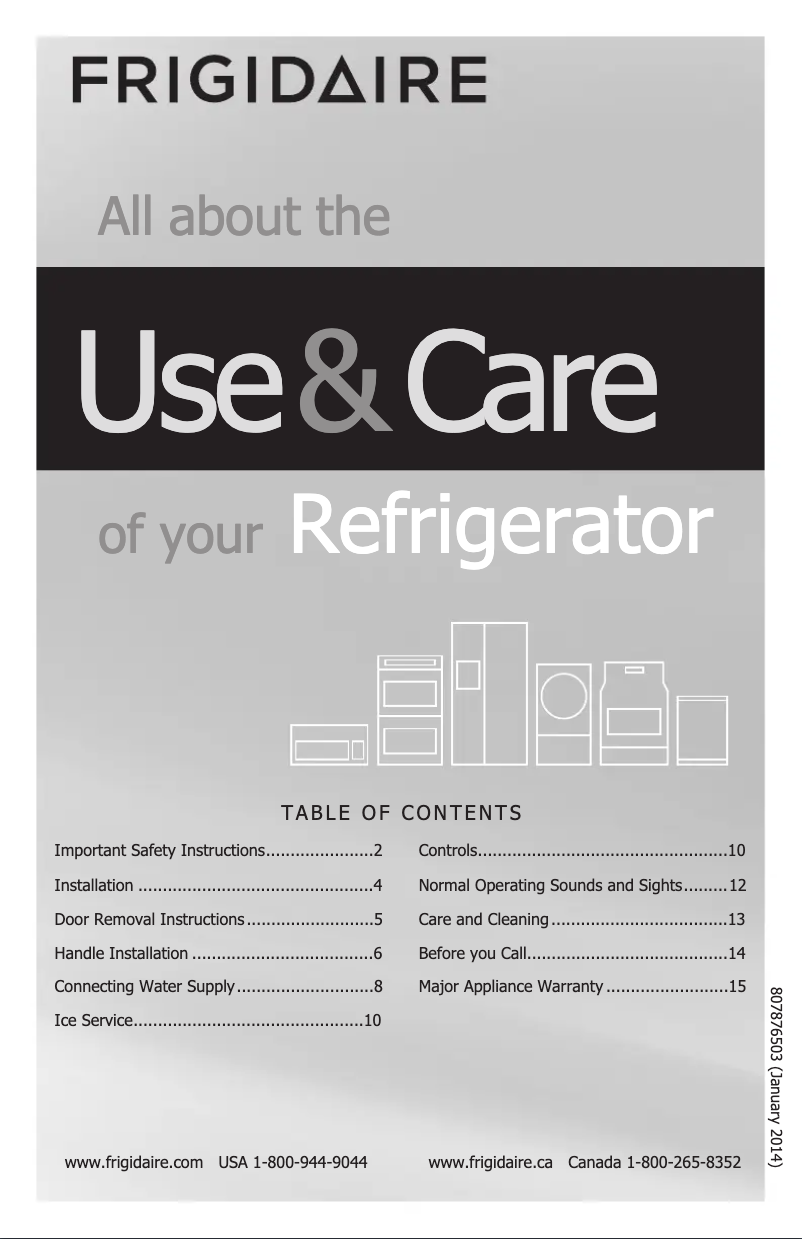 Página 1 del manual Manual de usuario Frigidaire FFTR1817LW