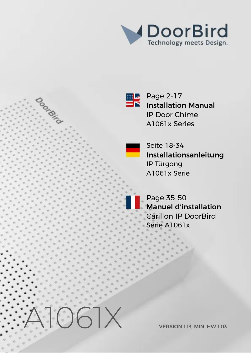 Imagen de la primera página del manual del dispositivo A1061X