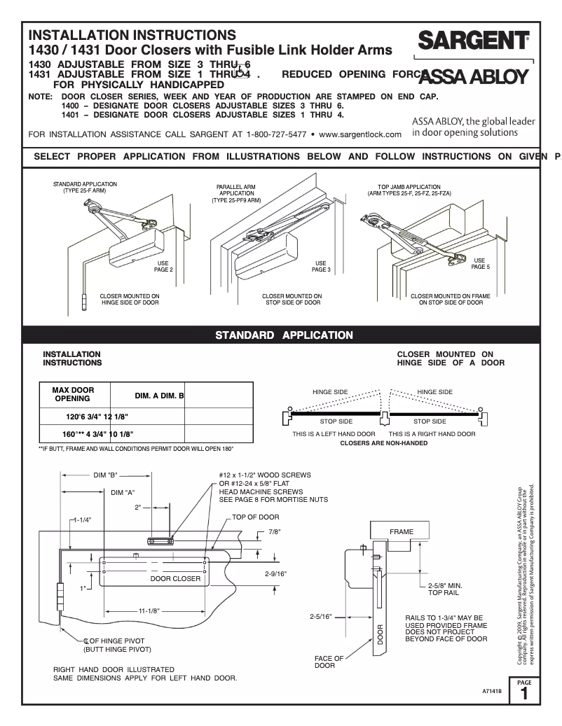 Página 1 del manual Manual de usuario Sargent 1430