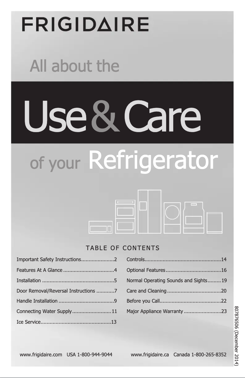 Página nº 1 - Manual de instrucciones Frigidaire FFHI2131QS