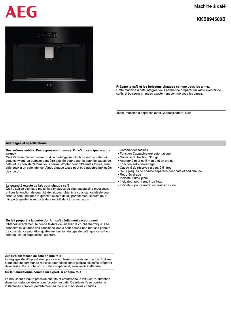 Imagen de la primera página del manual del dispositivo KKB894500B