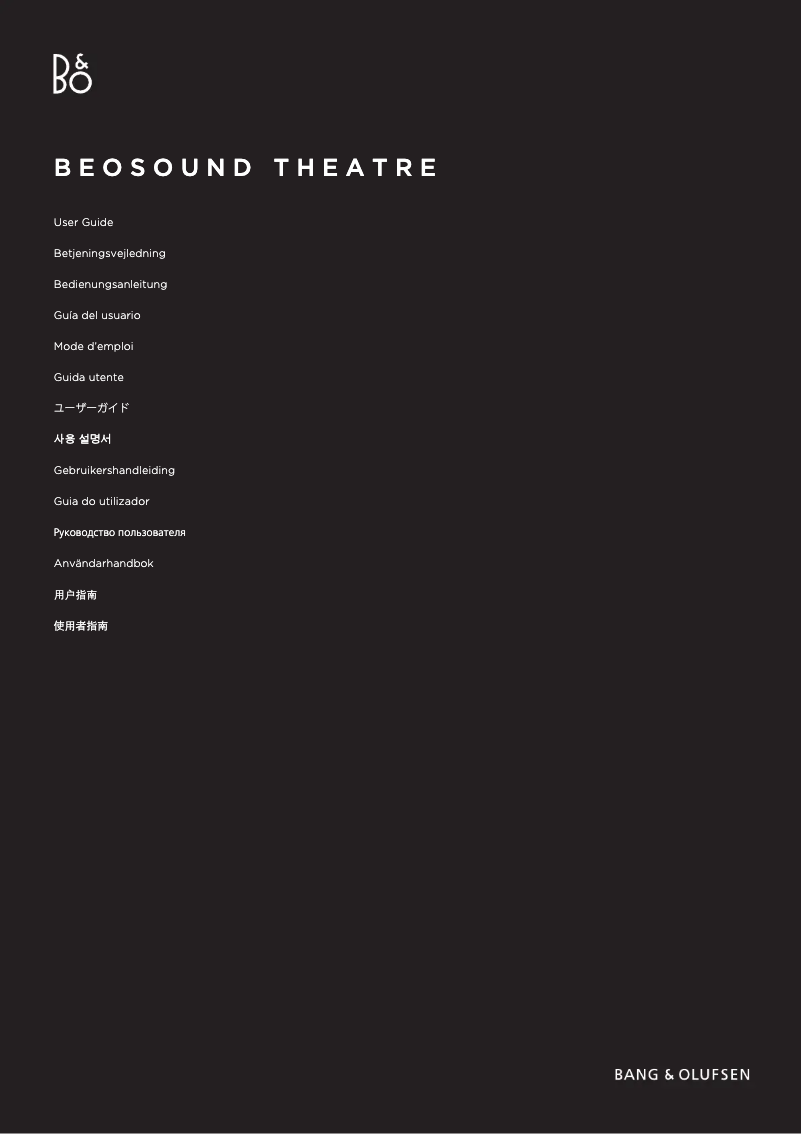 Imagen de la primera página del manual del dispositivo BeoSound Theatre